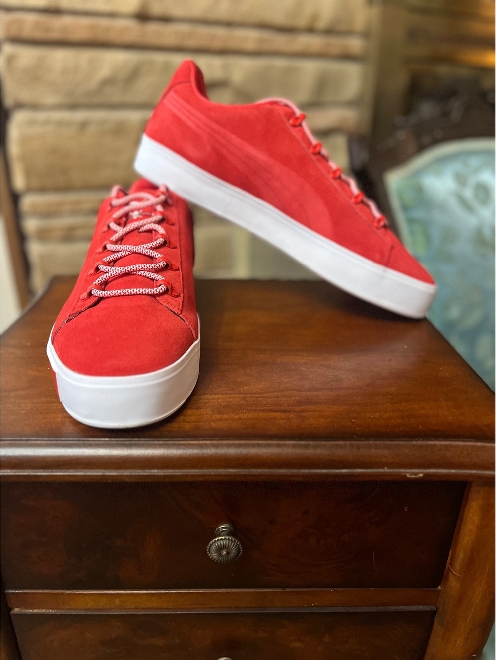 Puma x Daily Paper Court Platform Suede High Risk Red 363266-01 Men's Size 12